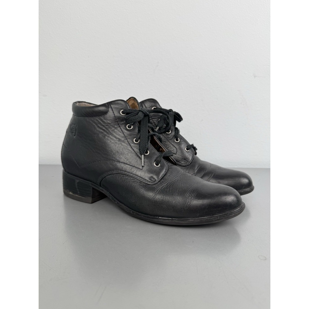 Ariat Josie Black Leather Boots Womens 8.5 B Lace Up Paddock Western Roper Ankle